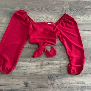 Lelis red tie back crop top